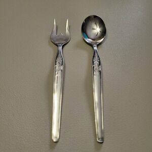 Art Nouveau Swedish Scrolled Silverplate Cocktail Fork and Demitasse Spoon